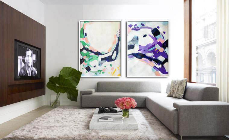 Set of 2 Abstract Painting #S118 - Click Image to Close